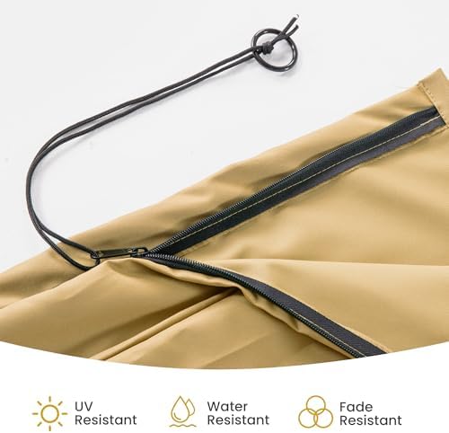 Deconk Patio Cantilever Umbrella Cover Outdoor Offset umbrellas Covers with Zipper and Rod UV Resistant Waterproof for Pool Deck Garden, Khaki - Image 5