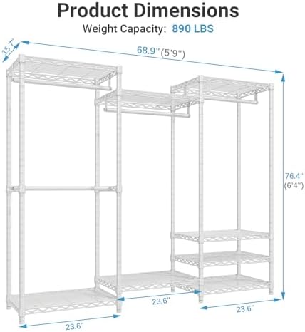 VIPEK V5 Heavy Duty Clothes Rack, Freestanding Modular Closet System, White - Image 5