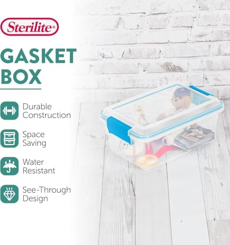 Sterilite 24-Pack Gasket Box, Weather-Resistant Storage Bins with Latching Lids, 7.5 Quart - Heavy-Duty Organizing Containers for Closet, Bathroom, and Office - Image 2