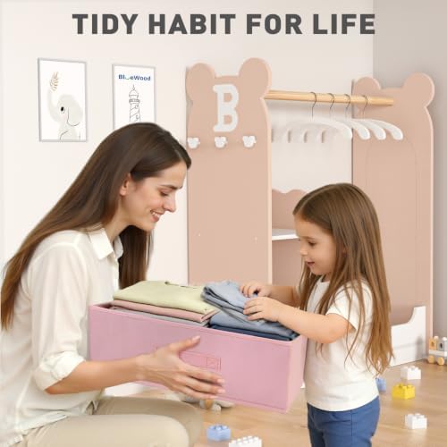 BlueWood Dress Up Storage Kids Wardrobe with Mirror, Costume Closet - Image 5