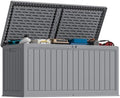 Greesum 260 Gallon HDPE Outdoor Storage Box - Waterproof, Large Capacity Deck Box with Removable Dividers for Patio, Yard, Garden Tools, Light Grey by BuynowfromGreesum