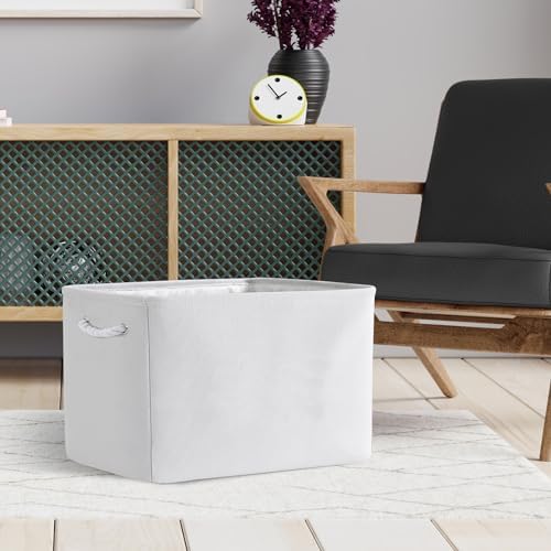 TheWarmHome Organization and Storage Basket for Shelves - Extra Jumbo 3 Pack 20.5x15.8x13.8 inch Cube Storage Bins for Toy Closet Box Home Organizer Gift (White) - Image 4