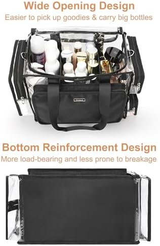 Relavel Clear Makeup Bag Extra Large Makeup Artist Kit Set, Cosmetic Storage Organizer Hair Stylist Traveling Bag, Transparent Tote Duffle Beach Toiletry Bag with Adjustable Dividers & Shoulder Strap - Image 2