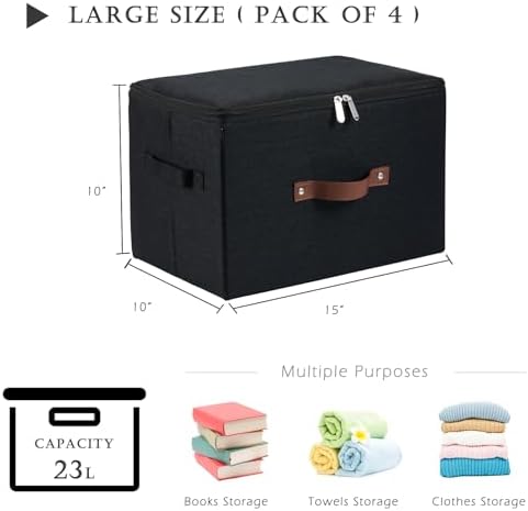4PCS Storage Bins with Zipper Lids Decorative Lidded Basket Box - Image 3