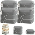 Comforter Storage Bag, Large Capacity Blanket Storage Bags 3-Layer Ultra Space Saving Self Compression Organizer, Heavy Duty Space Saver Organizer for Bedding, Clothes, Blanket, 4-Pack, Gray by Unknown