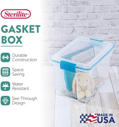 Sterilite Gasket Storage Box with Lids for Home & Office, 20 Quart, 12-Pack - Image 2
