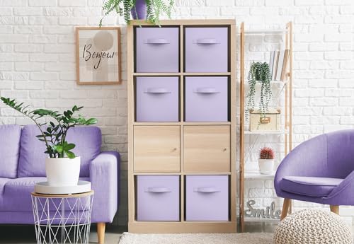Sorbus Fabric Storage Cubes, 6-Pack Foldable Bins (13 Inch, Pastel Purple) - Image 4