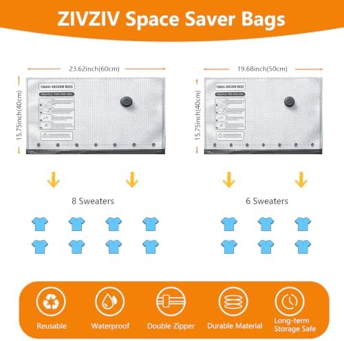 ZIVZIV Travel Vacuum Bags with Rechargeable Pump, Compression Storage Bags for Clothes Luggage - Image 2