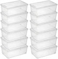 novelinks 12 Pack 6QT Plastic Storage Bins with Lids, Shoe Bins by novelinks