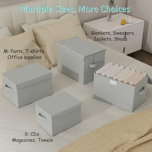 Storage Bins with Lids for Organizing, 4 Pack, Grey, 15x9.8x9.8 In - Image 4