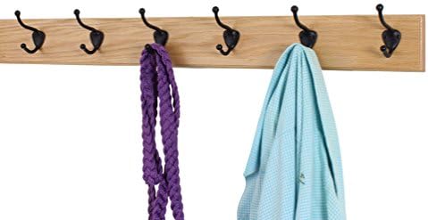 PegandRail Oak Coat Rack with Oil Rubbed Bronze Hat & Coat Style Hooks (Natural, 30.5" x 3.5" with 6 Hooks) - Image 2