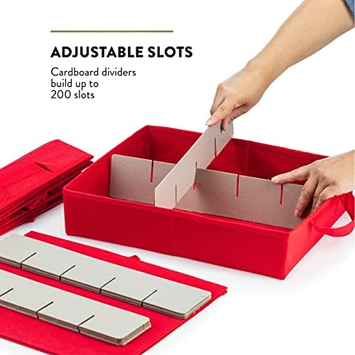 ZOBER Christmas Ornament Storage Box - Stores 200 3" Ornaments with Individual Trays - Tear Proof 600D Oxford Fabric - ornament organizer storage box (Red, 200-3" Ornaments) - Image 5