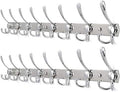 WEBI Coat Rack Wall Mount Long,8 Tri Hooks for Hanging Coats,30 inch Hook Rack Rail,Coat Hanger Wall Mounted for Clothes,Jacket,Hat,Chrome,2 Packs by WEBI