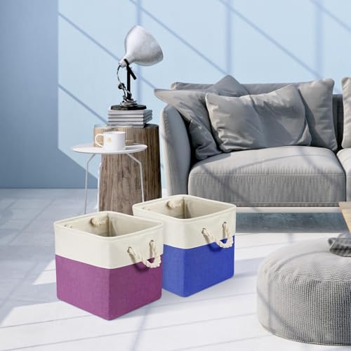 6 Pcs 13 x 13 Inch Rainbow Cube Storage Bins Fabric Square Cube Baskets - Image 7