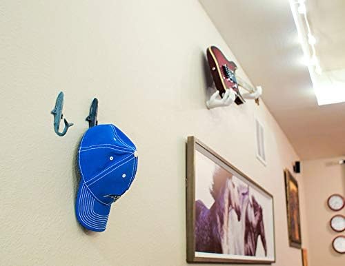 Zeckos Set of 4 Shark Tail Wall Hooks, 5.25 Inch Wide Nautical Tones - Image 6