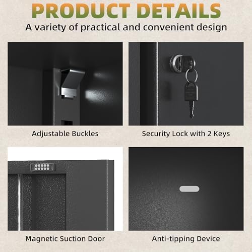 71''H Metal Garage Storage Cabinet with Wheels, Broom Cabinet with Lock - Image 6