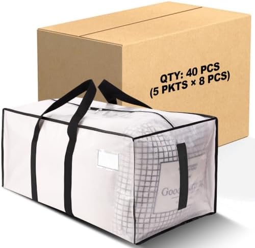 HOMESURE Supports 200lbs Heavy Duty Moving Bags - Strong Zipper & Wrap-Around Handles - Water-Resistant Storage Totes, Durable Alternative to Moving Boxes - 40 Pack - Semi-Transparent by testVendor01-gamma