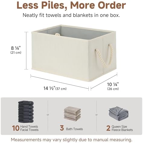 StorageWorks Storage Baskets for Shelves, Foldable Fabric Closet Storage Bins with Handles, Fabric Storage Bins Clothes Organizer, Beige, White & Ivory, 6-Pack, Large - Image 3