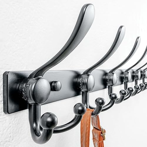 Dseap Coat Rack Wall Mount 37 Inch, Heavy Duty 12-Gauge Base vs Flimsy 1mm, Double-Thick Solid Anti-Snap Hooks, 16” Stud-Mount, Stainless Steel 10-Hook Hanger for Closet Entryway, Black - Image 2