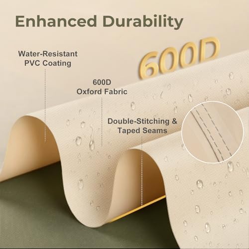 BPS Waterproof Patio Table and Chairs Cover, 600D Anti-UV Outdoor Dining Furniture Set Cover with Air Vent and Storage for Patio Round Sectional Set, 120''Dia x 32''H - Image 2