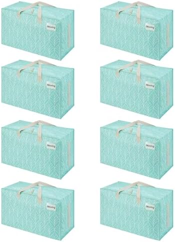 VENO 8 Pack Extra Large Heavy Duty Moving Bags with Wide Opening & Reinforced Handles, Reusable Storage Tote Bags with Strong Zippers for Clothes, College Dorm Essentials & Moving Supplies by Veno
