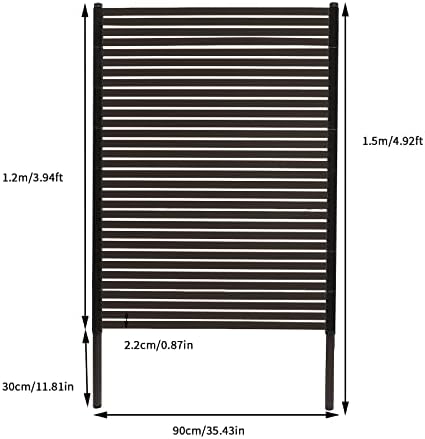 Outdoor Privacy Fence Screens Freestanding, 36" W x 60" H Privacy Screen Adjustable Height w/PE-Coating Steel Pipes & Slats Panels, Brown Metal Decorative Fence Panels for Outside Patio Garden - Image 3