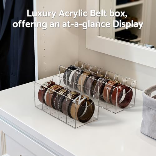 FEMELI Acrylic Belt Organizers Holders for Closet 7 Slots Belt Storage Box - Image 2