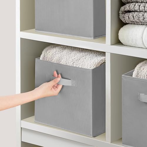 Easi 11 inch Cube Storage Bins, 12 Storage Cube Organizer, Collapsible Fabric storage cubes with Handles, Closet Storage Basket For Organization, Shelf Basket For Shelves Clothes Books, Gray - Image 3