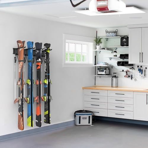 WALMANN Garage Storage Organization Wall Ski Rack 8 Pairs of Skis - Image 2