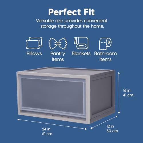 IRIS USA 53 Qt Stackable Storage Bins, 3-Pack, Front Access, Gray - Image 3