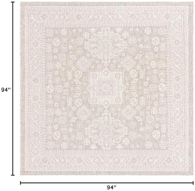 Rugs.com - Outdoor Aztec Rug – 8 Ft Square Light Gray Indoor/Outdoor Rug – Flatweave Geometric Area Rug for Patios, Decks, and Porches - Image 2
