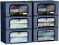 Sorbus Clothes Storage Bins, Clear Window & Handles (6 Pack, Blue) by Sorbus