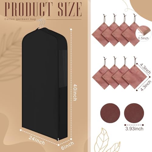 Briwooody Cotton Garment Bags, 2 Sets,Moth Protection,40 x 24 x 6 in, Black - Image 2