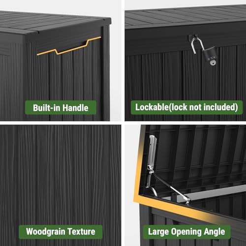 Mars Villa Deck Box, Outdoor Storage Box Waterproof, 150 Gallon, Black - Image 5
