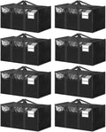 8 Pack Extra Large Clothes Storage Bins with Lids, Moving Bags,Black by ukeetap