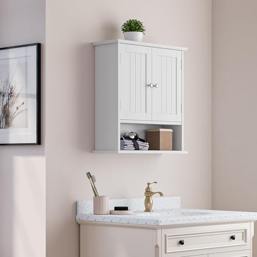 Bathroom Wall Cabinet, Bathroom Cabinet Wall Mount with 2 Doors and Open Shelf, Over The Toilet Wall Storage Cabinet, Bathroom Medicine Cabinet - Image 4