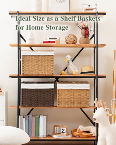 SETVSON Storage Basket with Lid Woven Wicker Baskets, 35L Natural - Image 4