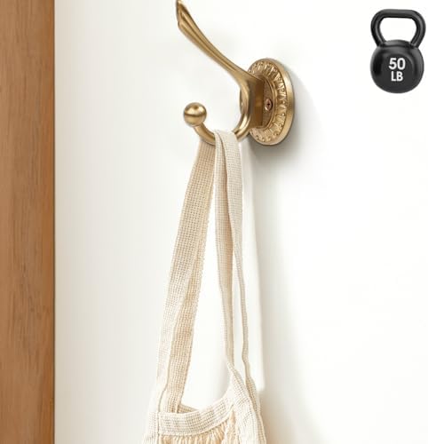 BOZWELL 6 Pack Champagne Bronze Towel Hook Heavy Duty Wall Hooks Hanger Coat Hook Robe Hook Bathroom Wall for Livingroom Bedroom Kitchen Closet YG02CB - Image 5