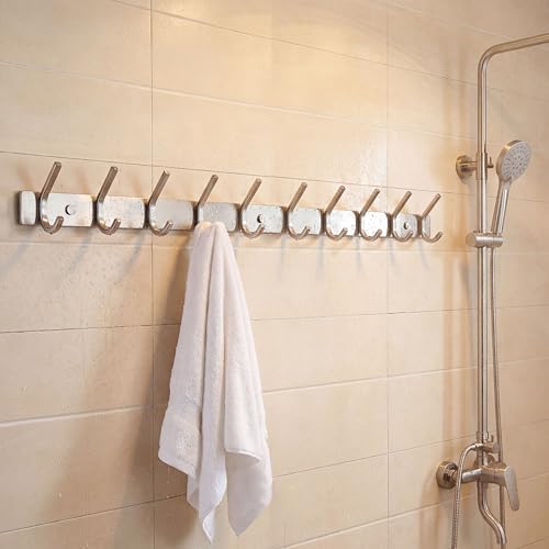 WEBI Coat Rack Wall Mount,10 Coat Hooks for Hanging Coats,30 Inch Stainless Steel 304 Coat Hanger Wall Mounted Hook Rack Rail for Clothes,Jacket,Brushed Nickel - Image 6