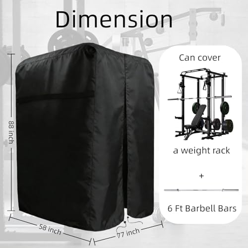 47"-110"W Squat Rack Cover with Waterproof Zipper for Gym Equipment - Image 2