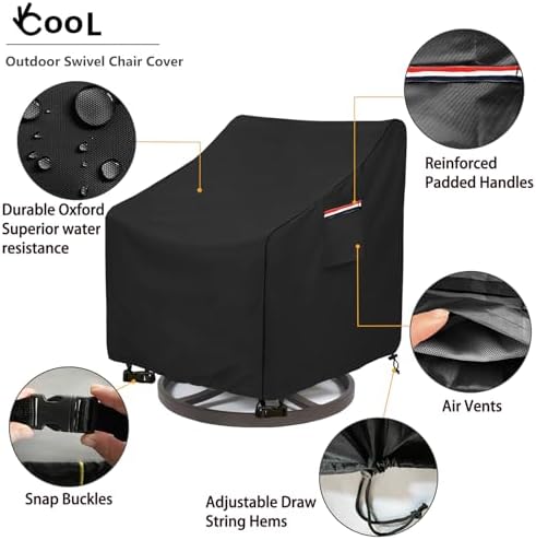 Patio Swivel Chair Cover 4 Pack,Waterproof Heavy Duty Outdoor Chair Covers,Outdoor Swivel Chair Cover for Patio Furniture Covers(30 W x 34 D x 38.5 H inches),Black - Image 3