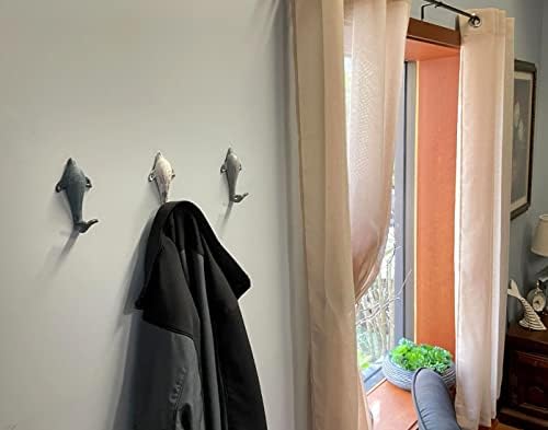 Zeckos Set of 3 Dolphin Wall Hooks, 5.25 Inch Distressed Cast Iron - Image 4