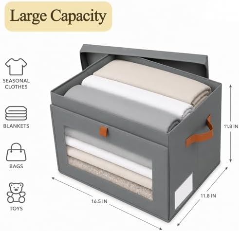 combocube Storage Bins with Lids, 4 Pack Large Fabric Closet Organizer - Image 4
