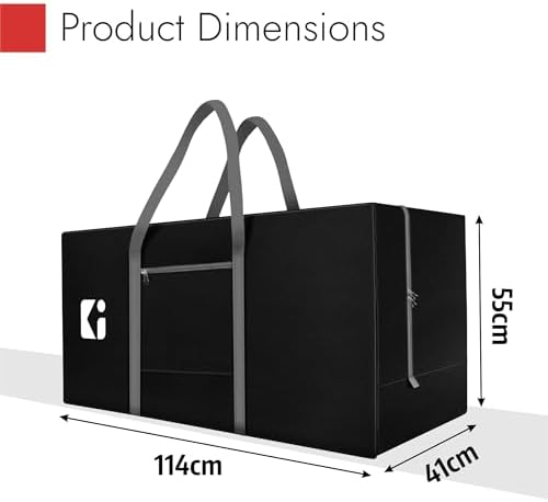 Kuber Industries Pack of 4 Durable (2 Compartments) Storage Bags For Clothes Large With Zip | Packers & Movers Under Bed Storage Organizer Box for Clothes, Blanket & Toys | Grey & Black - Image 3