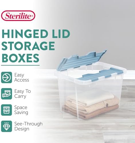 Sterilite Hinged Lid Storage Box, Plastic Container, 30 Quart, 6-Pack - Image 3