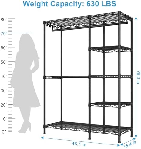 Ulif F2 Clothes Rack, 5 Tiers Heavy Duty Garment Rack for Bedroom - Image 6