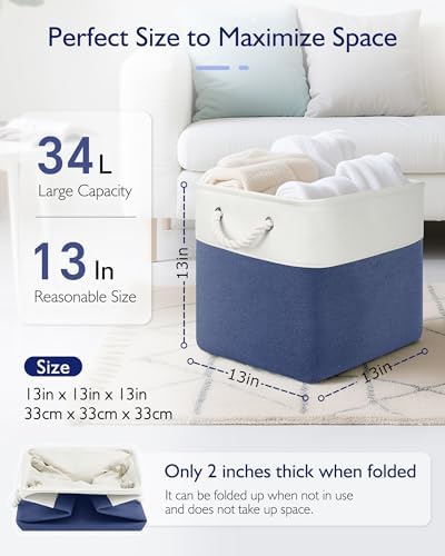 Patvingot 13-Inch Fabric Cube Storage Bins with Handles,4 Pack,Foldable - Image 2