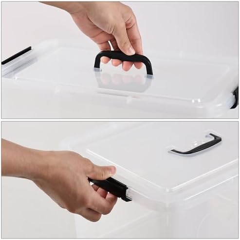 20 Quarts Stackable Plastic Storage Latches Box with Lid, Clear Latching Storage Bin with Handle, 4 Packs - Image 3