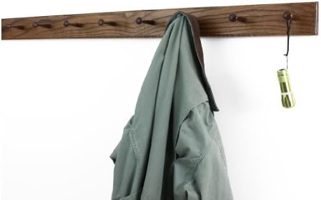 Solid Oak Shaker Peg Rack Made in The USA - Walnut Stain 47 x 3.5 Inches with 8 Pegs - Image 2