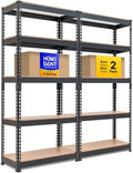 HOMEDANT 28" W 5 Tier Heavy Duty Garage Shelving Adjustable Metal Rack Storage Shelves Standing Shelf Unit Organizers Pantry Closet Black 2Pack by TheBestOrganizingSolution